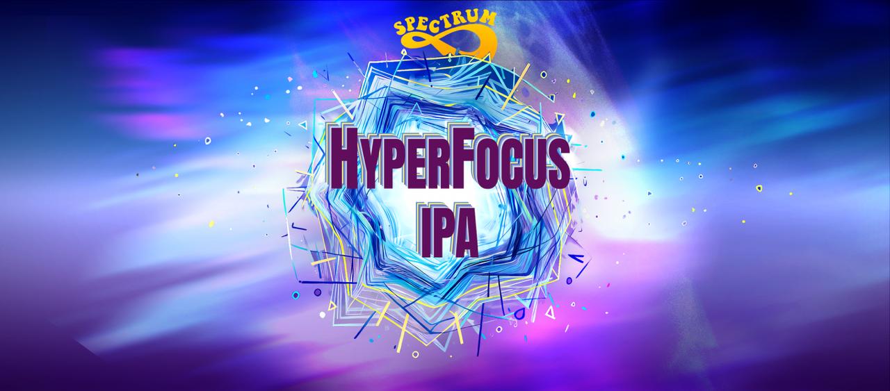 Blue and purple HyperFocus IPA label artwork